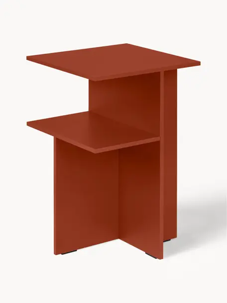 Table de chevet Atik, MDF, mélamine, Rouge rouille, larg. 36 x haut. 57 cm