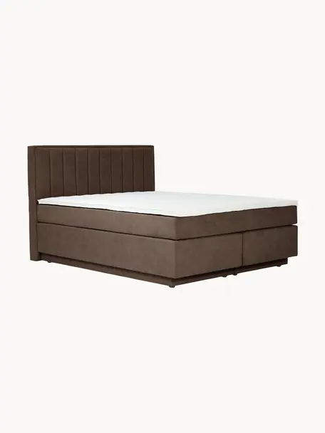 Kontinentálna posteľ s úložným priestorom Livia, Tmavohnedá, Š 140 x D 200 cm, tvrdosť H2
