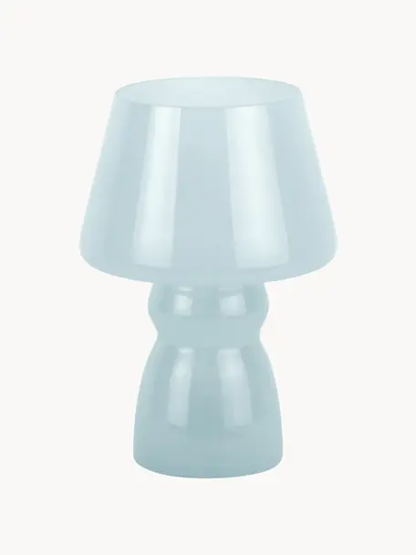 Kleine mobile Tischlampe Classic, Glas, Hellblau, transparent, Ø 17 x H 26 cm