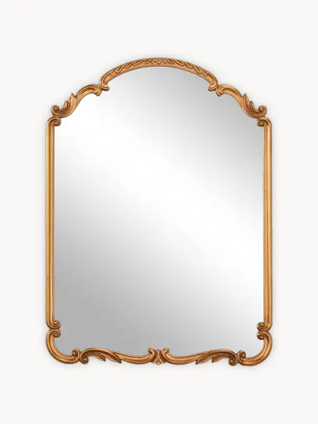 Specchio barocco da parete Francesca, Cornice: pannello di fibra a media, Retro: pannello di fibra a media, Superficie dello specchio: lastra di vetro, Dorato, Larg. 56 x Alt. 76 cm