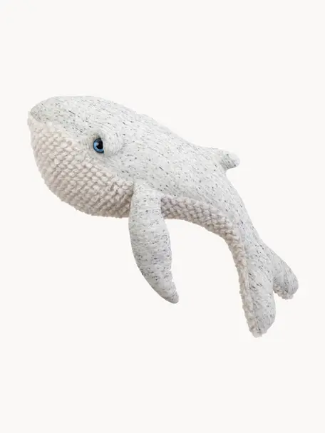 Cuscino-peluche fatto a mano Whale, Grigio chiaro maculato, Larg. 56 x Alt. 25 cm