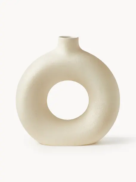 Design-Vase Livo, H 31 cm, Steingut, Beige, Ø 5 x H 31 cm