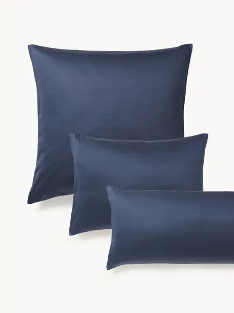 Poszewka na poduszkę z satyny bawełnianej Comfort, Ciemny niebieski, S 40 x D 80 cm