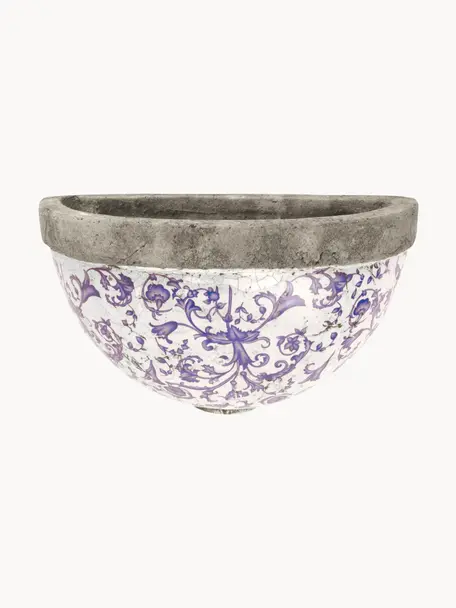 Portavaso grande da parete Cerino, Ceramica, Viola, greige, Larg. 28 x Alt. 18 cm