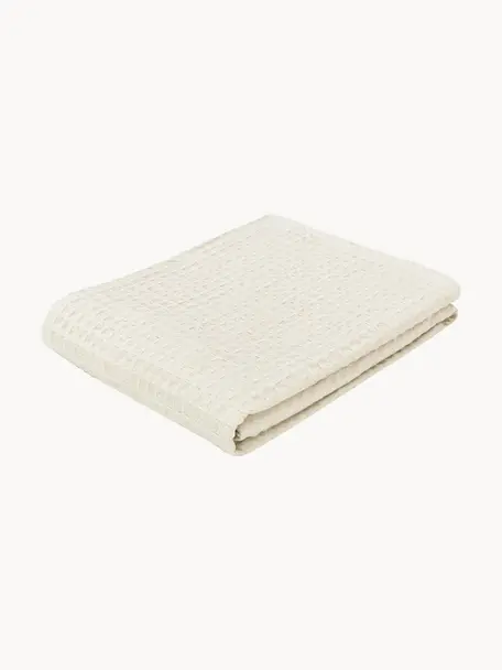 Colcha con estructura gofre Panal, 100% algodón, Blanco crema, An 180 x L 260 cm (para camas de 140 x 200 cm)