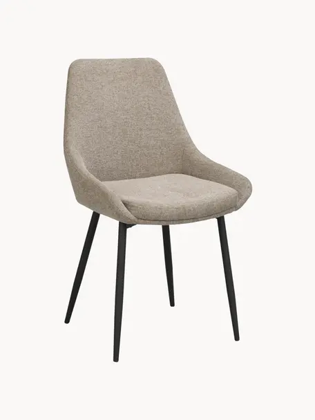 Gestoffeerde stoelen Sierra, 2 stuks, Bekleding: 100% polyester, Poten: gepoedercoat metaal Dit p, Geweven stof beige, zwart, B 49 x D 55 cm
