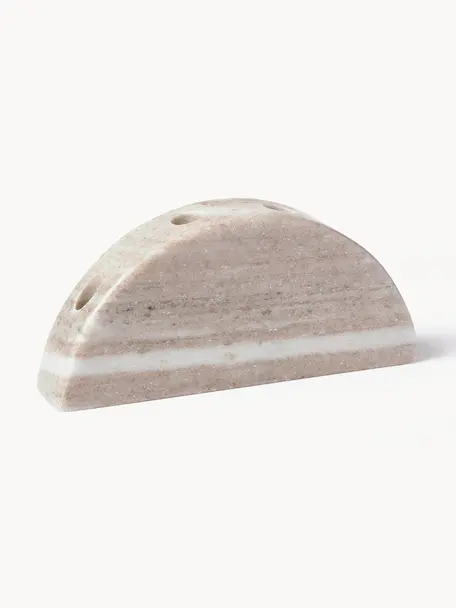 Marmeren kandelaar Como, Marmer, Gemarmerd bruin, B 28 x H 12 cm