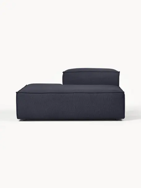 Ottomane-Modul Lennon, Bezug: 100 % Polyester Der strap, Gestell: Massives Kiefernholz FSC-, Füße: Kunststoff, Webstoff Dunkelblau, B 150 x T 123 cm, Rückenlehne rechts