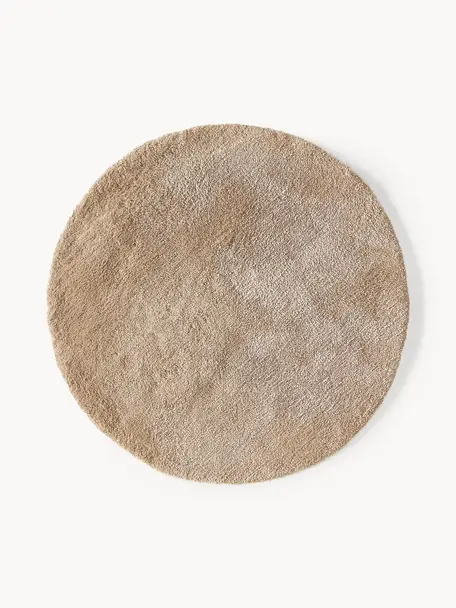 Alfombra redonda de pelo largo Leighton, Microfibra (100% poliéster, certificado GRS), Turrón, Ø 120 cm (Tamaño S)