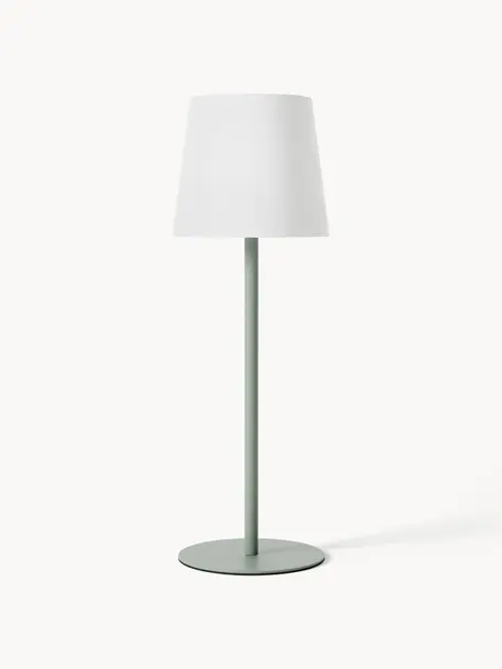Lampada da tavolo con luce regolabile con porta USB Fausta, Paralume: plastica, Verde salvia, bianco, Ø 13 x Alt. 37 cm