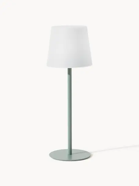 Lampada da tavolo con luce regolabile con porta USB Fausta, Paralume: plastica, Verde salvia, bianco, Ø 13 x Alt. 37 cm