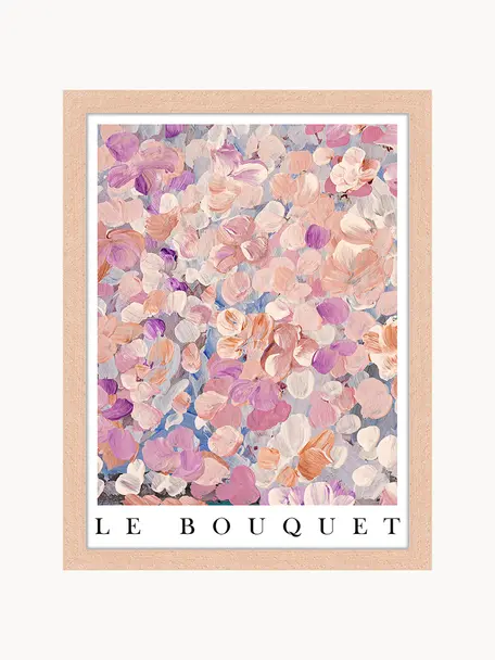 Oprawiony druk cyfrowy Le Bouquet, Jasne drewno naturalne, S 33 x W 43 cm