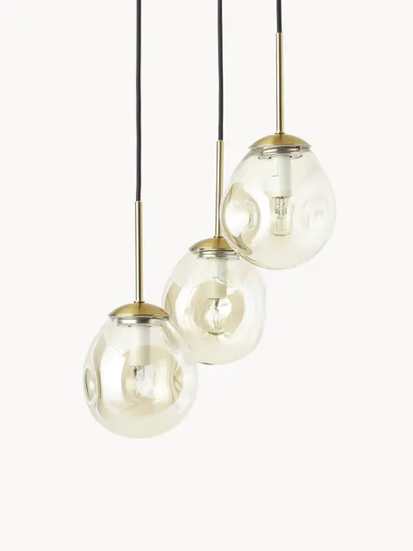Cluster hanglamp Amora van glas, Goudkleurig, messingkleurig, Ø 15 x H 16 cm