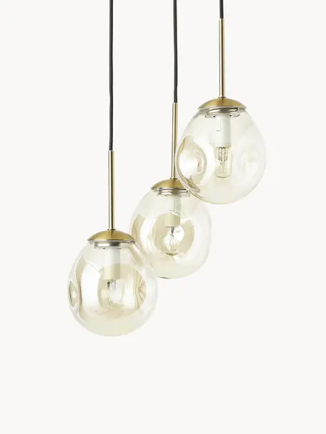 Cluster hanglamp Amora van glas, Goudkleurig, messingkleurig, Ø 15 x H 16 cm