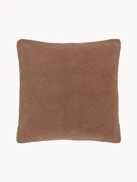 Zachte teddy kussenhoes Mille in bruin, 100% polyester  (teddyvacht), Bruin, B 60 x L 60 cm