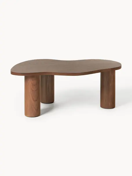 Mesa de centro de forma orgánica de madera de nogal Didi, Madera de roble maciza lacada

Este producto está hecho de madera de origen sostenible y con certificación FSC®., Madera de roble lacada en marrón oscuro, An 90 x F 51 cm