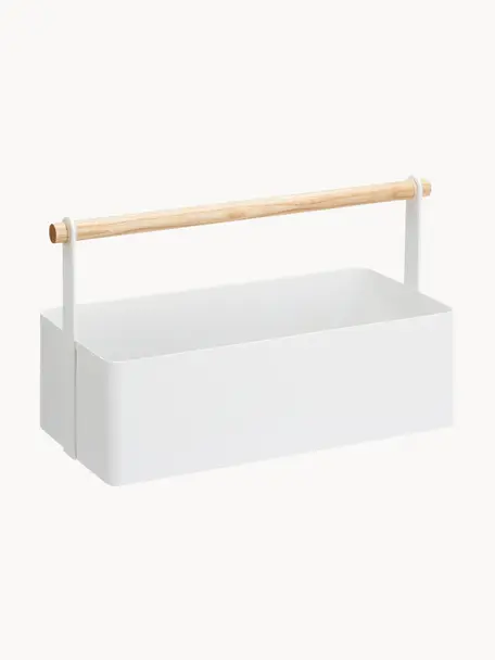 Organizer Tosca, Doos: gelakt staal, Wit, helder hout, B 29 x H 16 cm