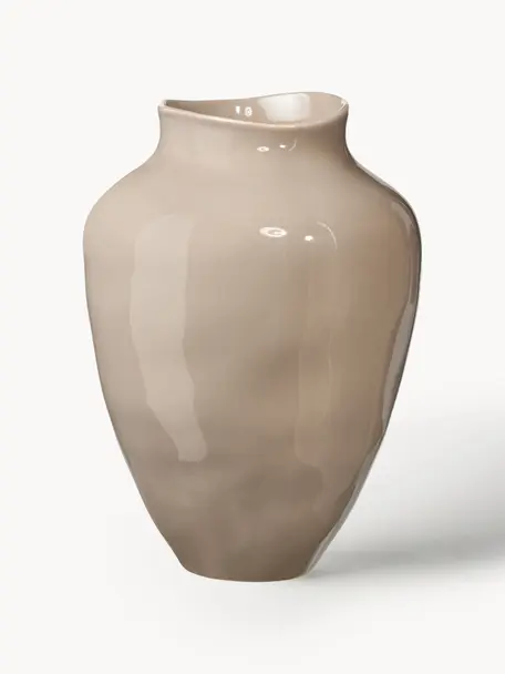 Handgefertigte Vase Latona von Isabelle Hartmann, Steingut, Beige, Ø 21 x H 30 cm