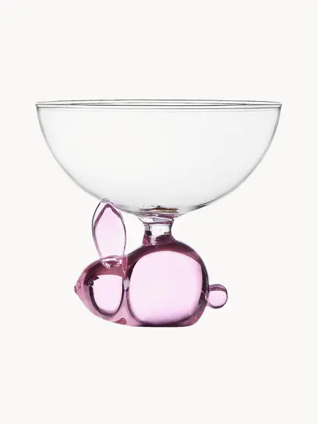 Ručně vyrobená koktejlová sklenice Animal Farm, Borosilikátové sklo, Transparentní, růžová, Ø 11 cm, V 10 cm, 300 ml