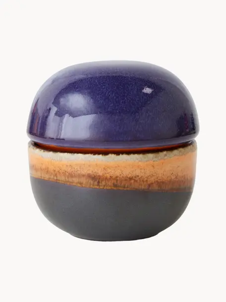 Azucarero artesanal de cerámica 70's, Cerámica, Azul oscuro, gris antracita, Ø 8 x Al 8 cm