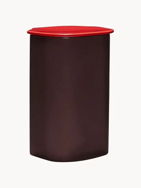 Handgemaakte opbergpot Amare, Steenpoeder, Pruimkleurig, rood, Ø 17 x H 26 cm