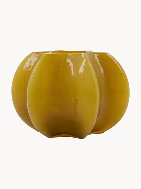 Vaso in vetro soffiato Romantic, alt. 12 cm, Vetro, Giallo senape, Larg. 18 x Alt. 12 cm