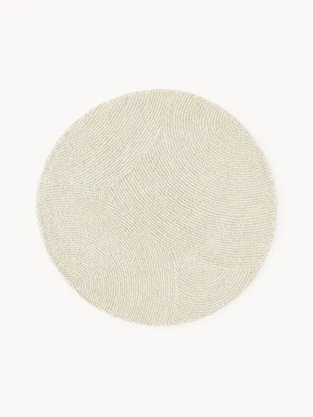 Runder handgetufteter Kurzflor-Teppich Eleni aus recycelten Materialien, Flor: 100 % Polyester, Off White, Ø 150 cm (Größe M)