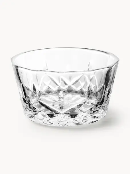 Glas-Dipschälchen Harvey mit Kristallrelief, 4 Stück, Glas, Transparent, Ø 11 x H 6 cm