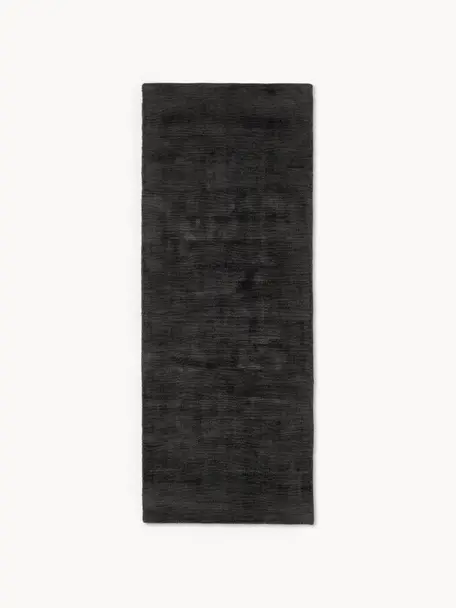 Ručne tkaný behúň z viskózy Jane, Antracitová, Š 80 x D 200 cm