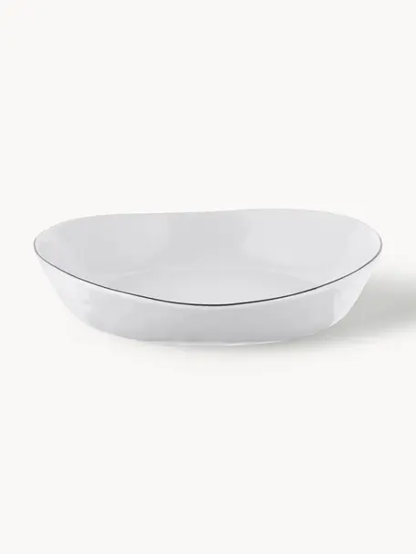 Ručně vyrobené porcelánové mísy Salt Ø 20 cm, 2 ks, Porcelán, Bílá, Š 20 cm, V 4 cm