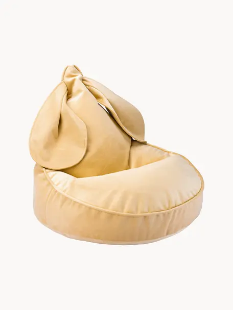 Pouf sacco per bambini in velluto Bunny, Rivestimento: velluto (100% poliestere), Velluto giallo senape, Ø 60 x Alt. 75 cm