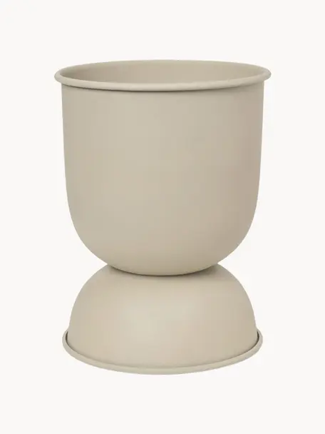 Cache-pot Hourglass, haut. 30 cm, Fer, enduit, Beige clair, mat, Ø 21 x haut. 30 cm