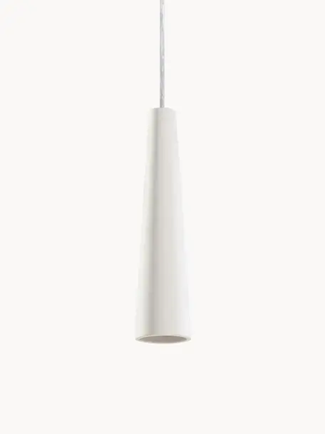 Kleine keramische hanglamp Alverna, Lampenkap: keramiek, Wit, Ø 8 x H 32 cm