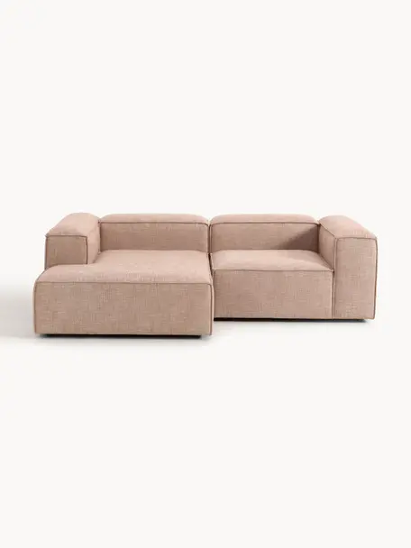 Modulares Ecksofa Lennon aus Leinen-Mix, Bezug: 50 % Viskose, 25 % Leinen, Gestell: Fichtenholz, Sperrholz, m, Leinen-Mix Rostrot, B 238 x T 180 cm, Eckteil links