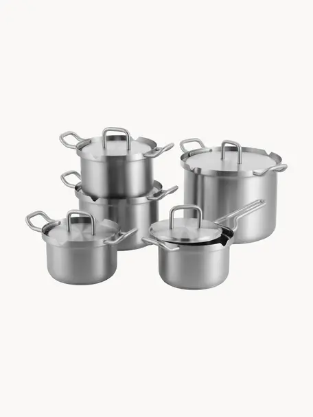 Batería de cocina de acero inoxidable Q-Linair, 5 pzas., Acero inoxidable, Plateado, Set de diferentes tamaños