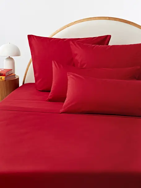 Sábana encimera de percal Elsie, Rojo, Cama 150/160 cm (240 x 280 cm)