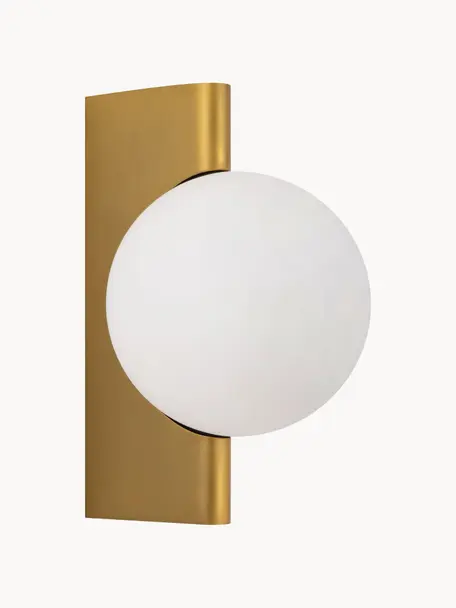 Glazen wandlamp Avant, Diffuser: glas, Wit, goudkleurig, B 18 x H 22 cm
