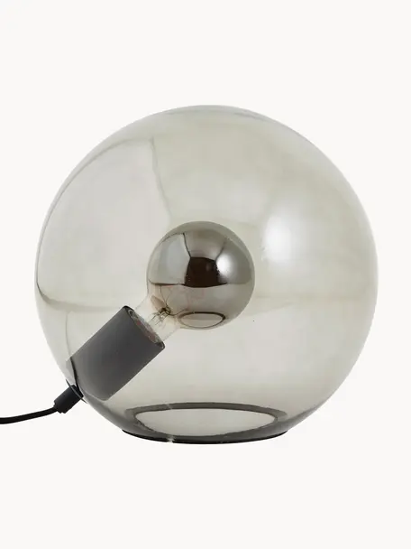 Malá sklenená stolová lampa Belado, Sivá, priehľadná, Ø 25 x V 24 cm