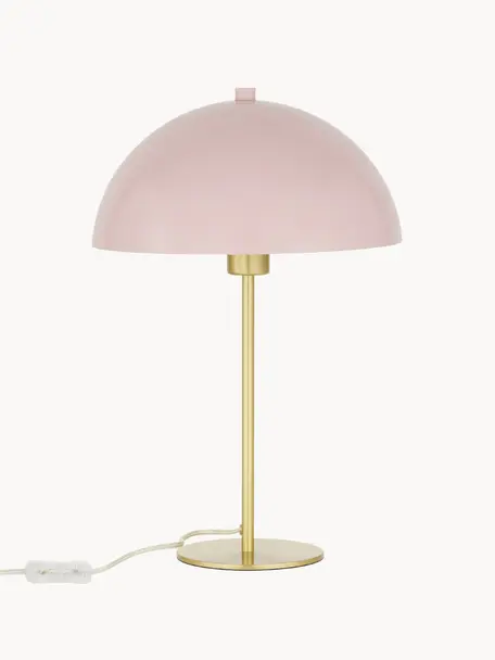 Lámpara de mesa Matilda, Pantalla: metal con pintura en polv, Cable: plástico, Rosa claro, dorado, Ø 29 x Al 45 cm