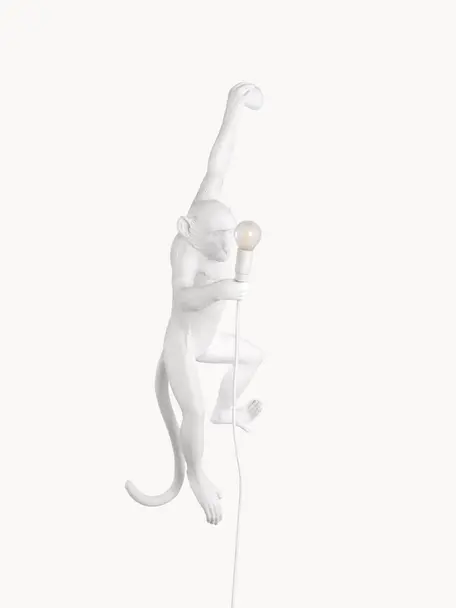 Design wandlamp Monkey, Lamp: kunsthars, Wit, B 37 x H 77 cm