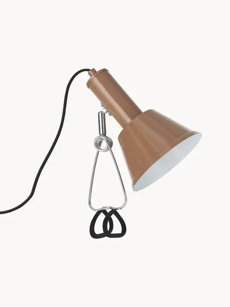 Klemlamp Milou, Lamp: metaal, gecoat, Lichtbruin, Ø 15 x H 35 cm