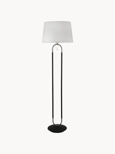 Lámpara de lectura de terciopelo Satina, Pantalla: terciopelo, Blanco, negro, plateado, Ø 45 x Al 161 cm