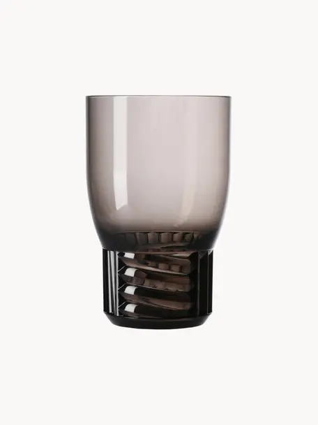 Bicchieri in plastica Trama 4 pz, Plastica, Grigio trasparente, Ø 9 x Alt. 13 cm, 460 ml