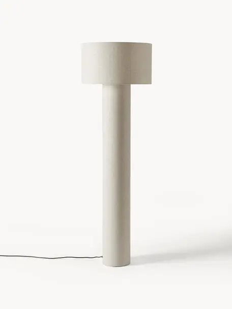 Lámpara de pie Ron, Pantalla: lino, Estructura: metal con pintura en polv, Cable: cubierto en tela, Beige claro, Al 149 cm