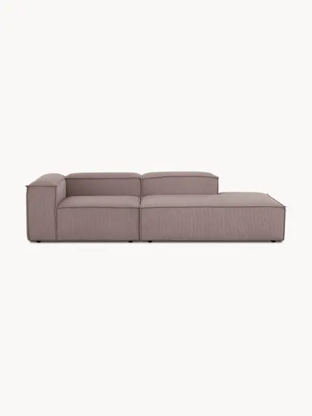 Méridienne modulable en velours côtelé Lennon, Velours côtelé taupe, larg. 269 x prof. 119 cm, dossier à gauche
