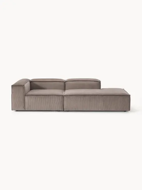 Modulaire chaise longue Lennon van corduroy, Bekleding: corduroy (92% polyester, , Frame: massief grenenhout, multi, Poten: kunststof Dit product is , Corduroy taupe, B 269 x D 119 cm, armleuning links