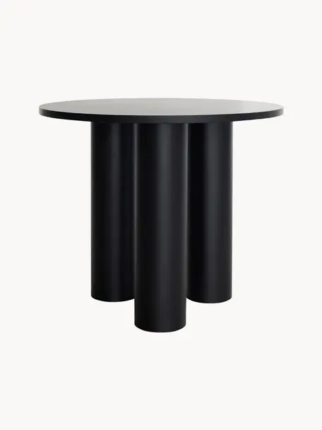 Table ronde Colette, Ø 90 cm, MDF avec placage en bois de noyer, laqué, certifié FSC, Noir, Ø 90 cm