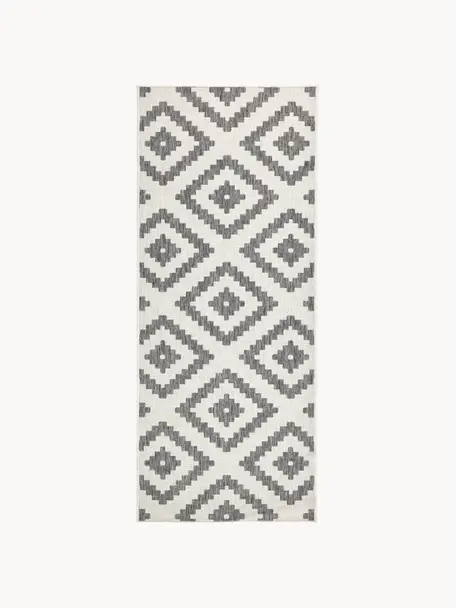 Alfombra reversible de interior y exterior Malta, Gris, crema, An 80 x L 250 cm