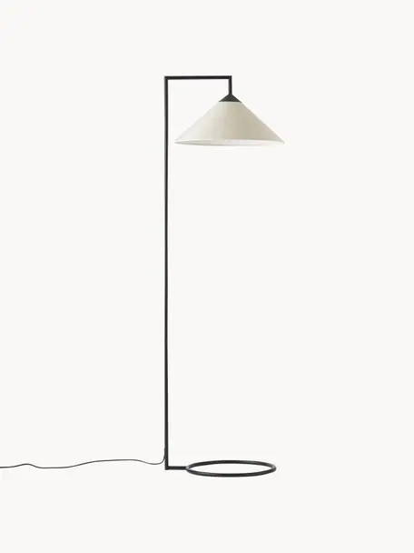 Lampada da lettura Iris, Paralume: lino (100 % poliestere), Base della lampada: metallo cromato, Beige, nero, Alt. 160 cm