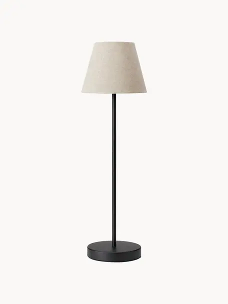 Lámpara de mesa grande Cozy, Anclaje: metal niquelado, Estructura: metal recubierto, Cable: plástico, Beige, negro, Ø 18 x Al 63 cm